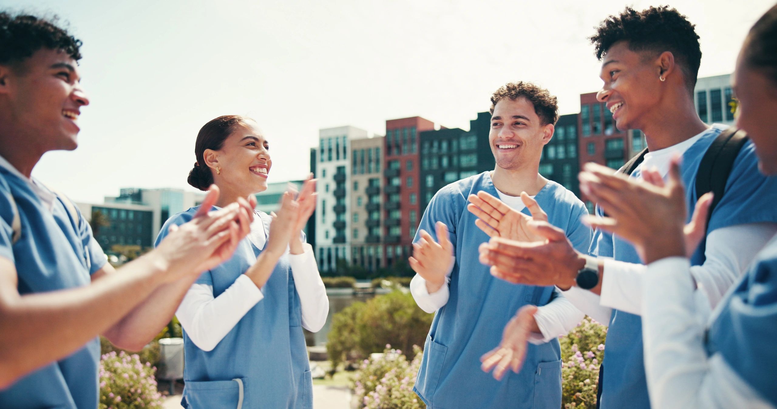 friendly diverse care team healthcare